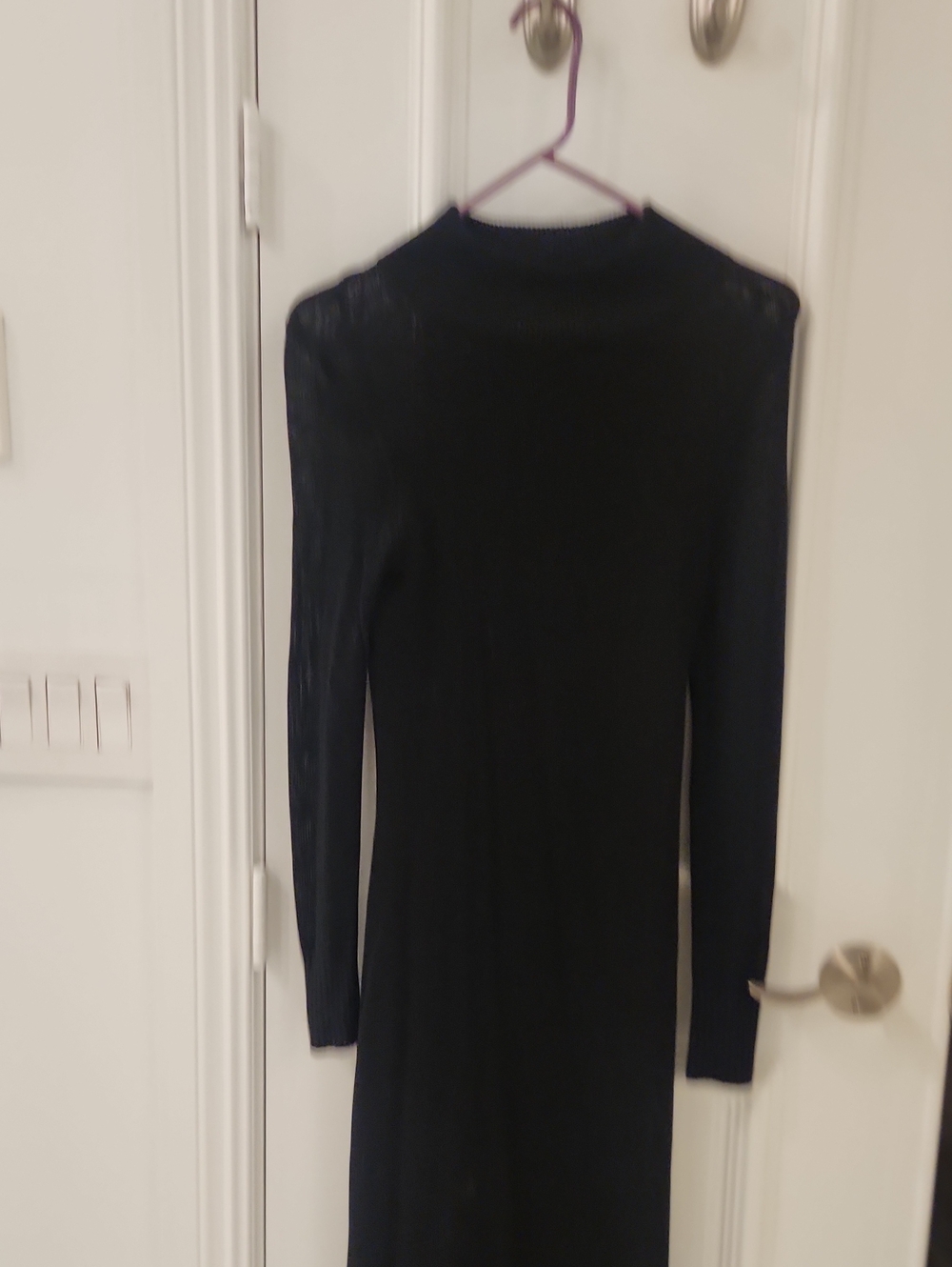 525 America Black Long Sleeve Ribbed Knit Dress